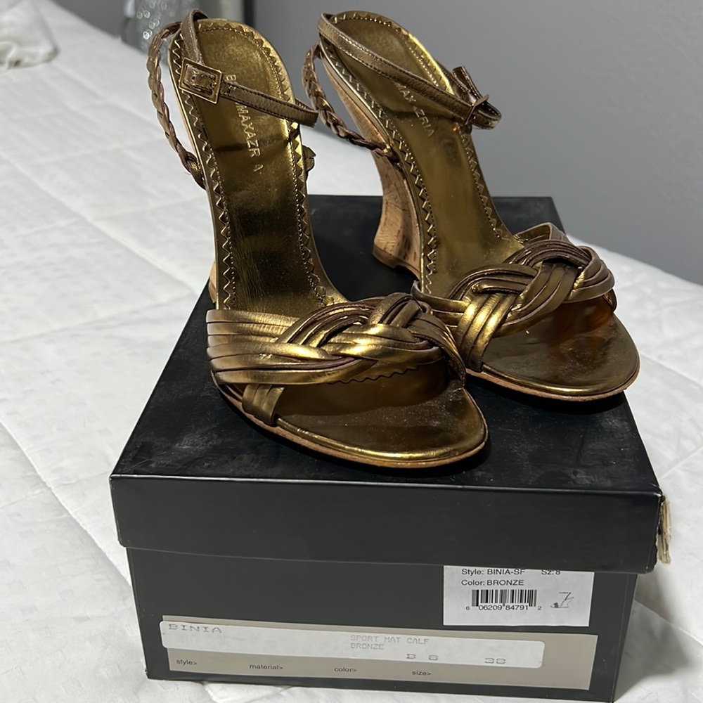 BCBG Max Azria Wedge Heels with Ankle Strap - size 38
